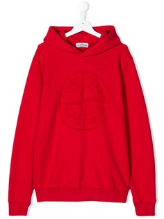 Stone Island Junior толстовка на молнии с капюшоном и принтом логотипа