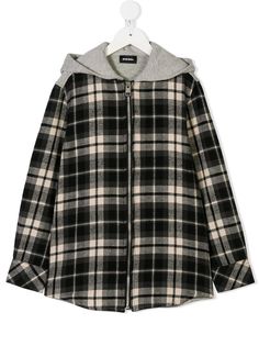 Diesel Kids клетчатая толстовка на молнии с капюшоном