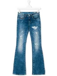 Diesel Kids расклешенные джинсы с эффектом потертости