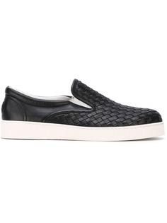 Bottega Veneta плетеные кожаные кеды-слипон