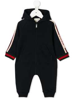 Gucci Kids комбинезон с капюшоном и полосками с логотипом