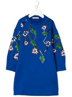 Marni Kids платье-толстовка с цветочной вышивкой