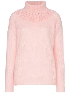 Miu Miu свитер с высоким воротом и бахромой