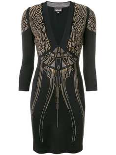 Just Cavalli embellished plunge neck dress