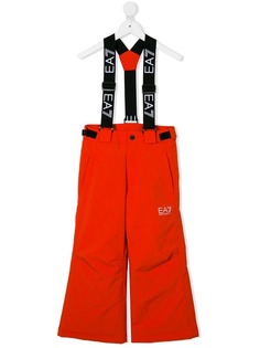 Ea7 Kids брюки на лямках с принтом логотипа
