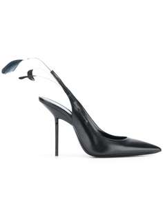 Saint Laurent туфли без задника с декором из перьев