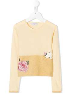 Monnalisa свитер с цветочной вышивкой