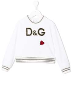 Dolce & Gabbana Kids толстовка с логотипом и сердцем с пайетками