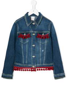 Dondup Kids джинсовая куртка с помпонами