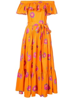 La Doublej длинное платье с открытыми плечами и цветочным рисунком