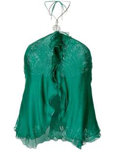 Giorgio Armani Vintage блузка с оборками и вырезом-петлей халтер
