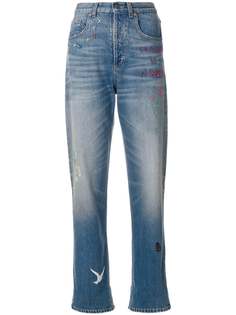 Gucci укороченные джинсы с вышивкой