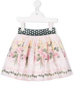 Monnalisa юбка с цветочной вышивкой