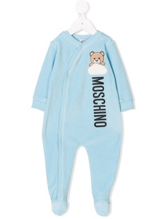 Moschino Kids велюровая пижама с принтом логотипа