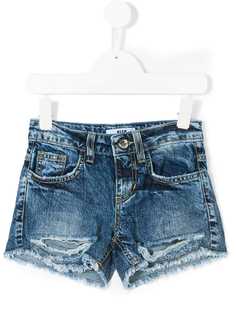 Msgm Kids джинсовые шорты с потертой отделкой