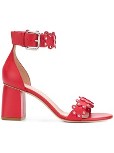 Red Valentino босоножки с аппликациями-цветами и ремешком вокруг щиколотки