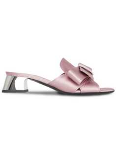 Burberry Bow Detail Satin Block-heel Mules