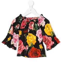 Dolce & Gabbana Kids блузка с оборками и принтом