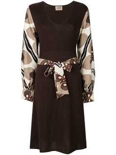 Hermès Vintage платье с принтом на рукавах и поясе на талии
