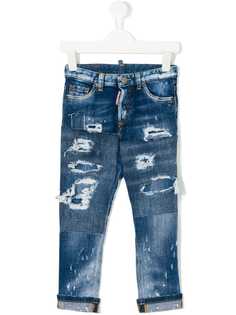 Dsquared2 Kids джинсы с панельным дизайном и эффектом потертости