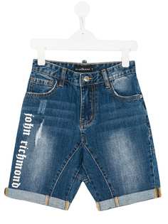 John Richmond Junior джинсовые шорты с принтом логотипа