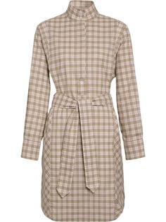 Burberry платье-рубашка в клетку с поясом
