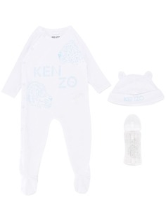 Kenzo Kids printed romper, beanie and changing bag set