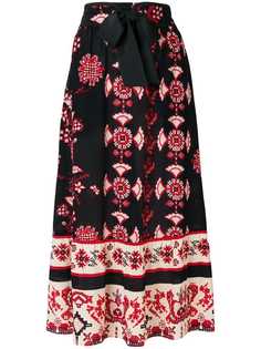 Red Valentino юбка-миди с цветочной вышивкой
