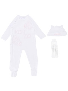 Kenzo Kids printed romper, beanie and changing bag set