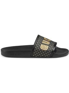 Gucci шлепанцы с логотипом Guccy
