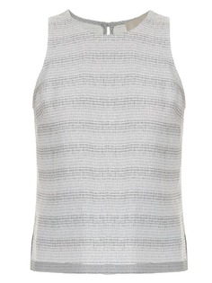 Framed striped tweed tank top