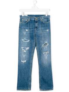 Dondup Kids прямые джинсы с эффектом потертости