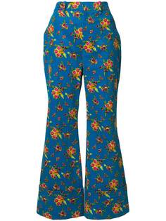 Gucci укороченные брюки клеш с цветочным принтом