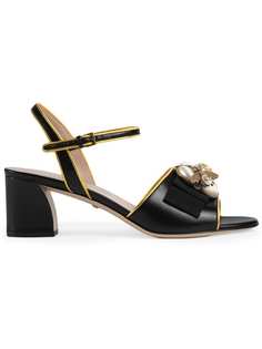 Gucci Leather mid-heel sandal with bee
