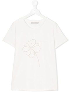 Baby Dior футболка с цветочной вышивкой