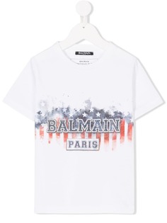 Balmain Kids футболка с принтом логотипа