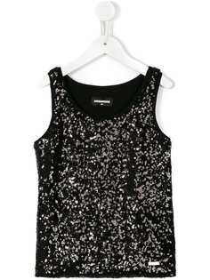 Dsquared2 Kids майка с отделкой пайетками