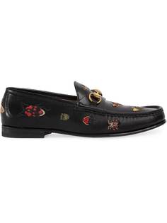 Gucci лоферы Horsebit с вышивкой