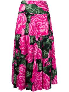 Valentino Vintage расклешенная юбка с цветочным принтом