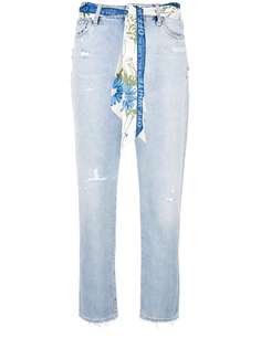 Off-White укороченные джинсы с эффектом потертости