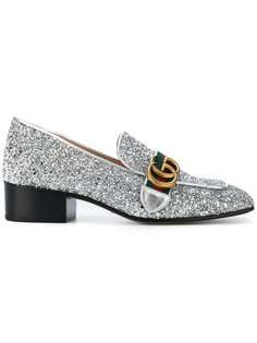 Gucci лоферы GG Web с блестками