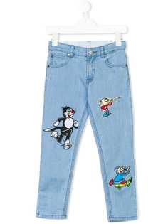 Stella Mccartney Kids джинсы узкого кроя с заплатками Dandy