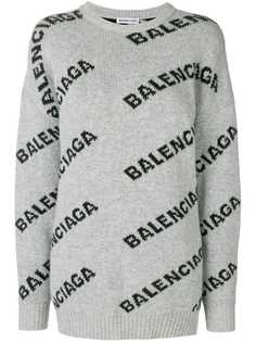 Balenciaga свитер с круглым вырезом и логотипом