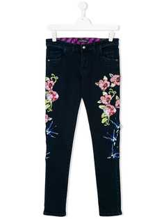 John Richmond Junior джинсы с цветочной вышивкой