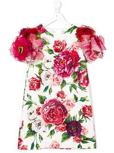 Dolce & Gabbana Kids декорированное платье с принтом роз