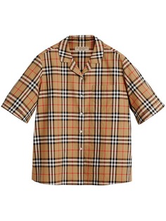 Burberry рубашка в клетку с короткими рукавами Vintage