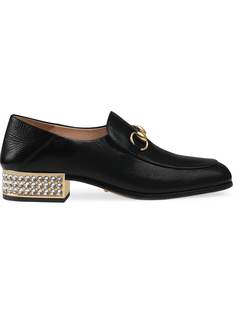 Gucci лоферы Horsebit с декором из кристаллов