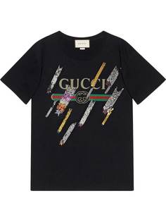 Gucci футболка с логотипом и принтом