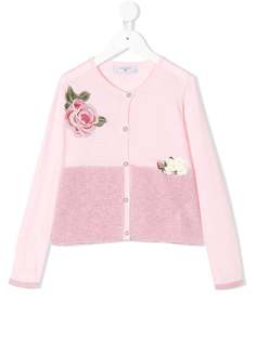 Monnalisa кардиган с цветочной вышивкой