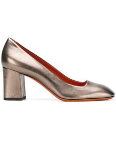 Santoni metallic block-heel pumps